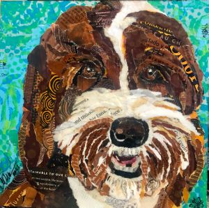 Collage of a brown and white dog
