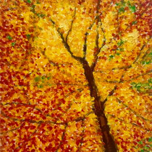 painting of maple tree with fall colors