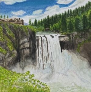 Watercolor of snoqualmie falls
