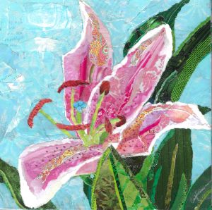 pink lily flower collage