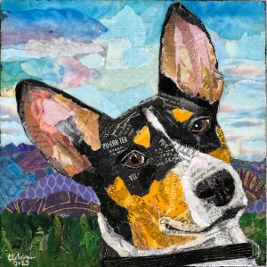 A tri colored Basenji dog collage